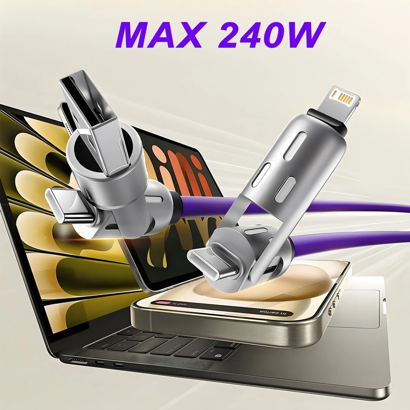 4-in-1 240W USB-C PD Charge Cable Type C to C for iPhone 16/15 Samsung Xiaomi gallery