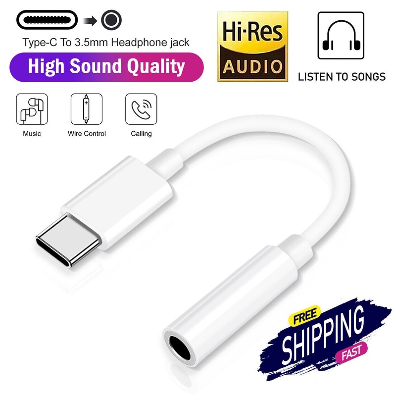 For iPhone 17 Pro Max Plus USB-C to 3.5mm Aux Jack Adapter Earphone Cable Cord