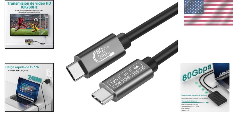 USB C Thunderbolt 5 Cable - 1.64FT, 80Gbps Speed & Universal Compatibility gallery