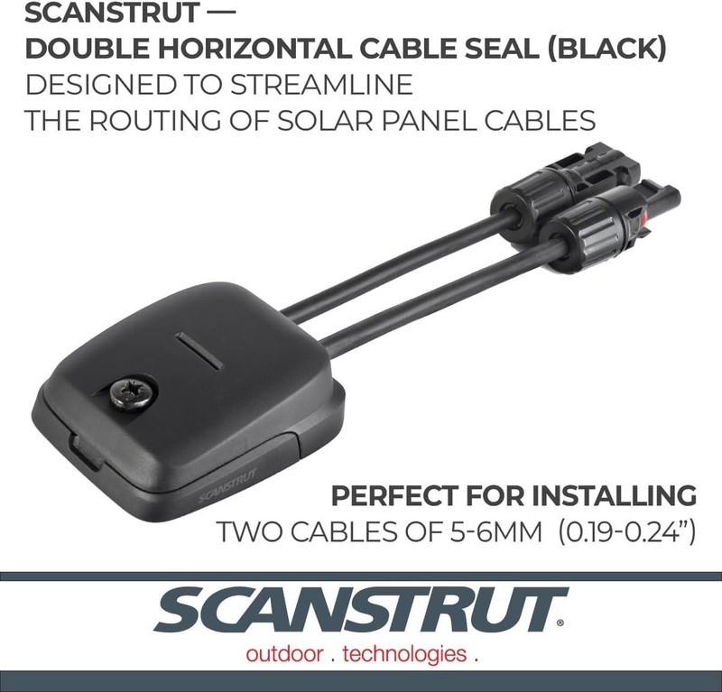 Horizontal Double Cable Seal for Solar Panels - Compact Black Plastic Design gallery