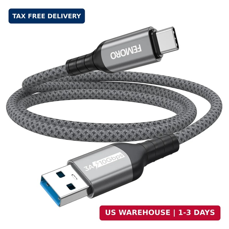 FEMORO USB A to USB C Data Cable 3ft, USB 3.1/3.2 Gen 2 A to Type C 10Gbps High