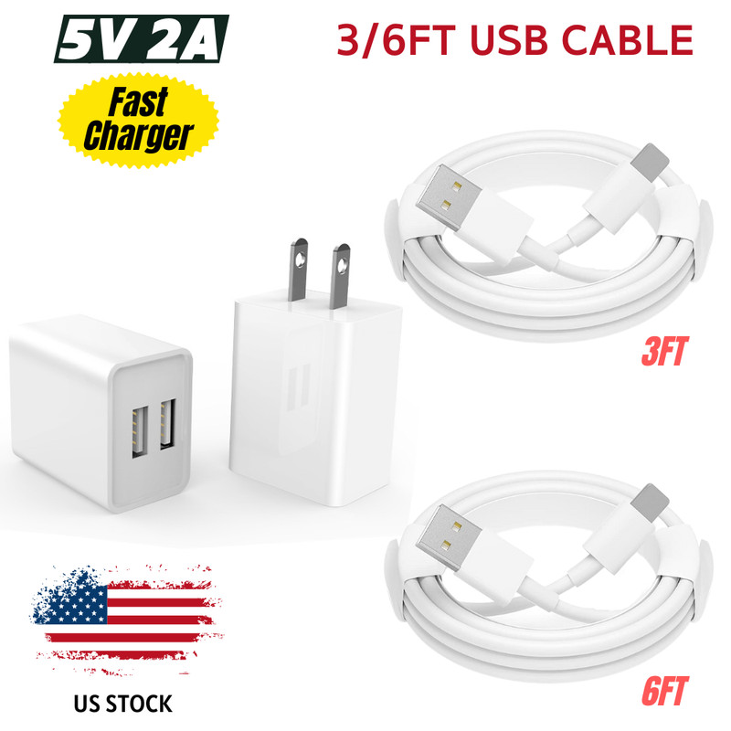 Cell Phone Fast Charger US Wall Plug Travel Dual USB Power Adapter Charging Lot