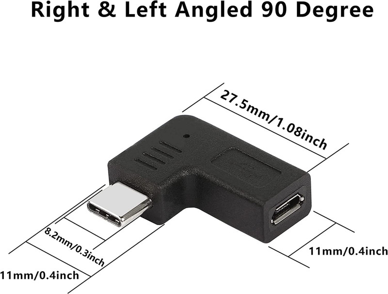 Right Angle USB C to Micro USB Adapter, 90 Degree Type C Male to Micro gallery