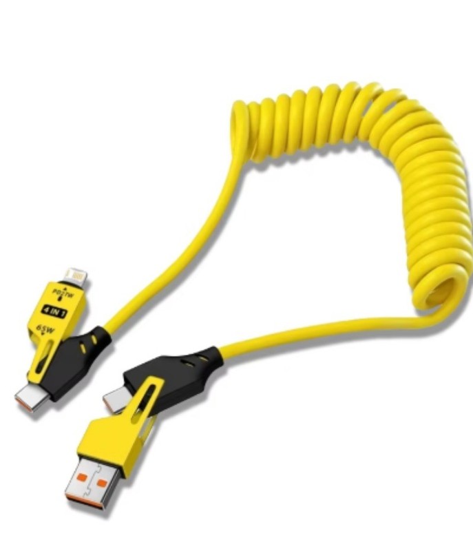 10 pcs 4-in-1 65W 6A USB Type-C Data Cable Fast Charging Spring-loaded Short