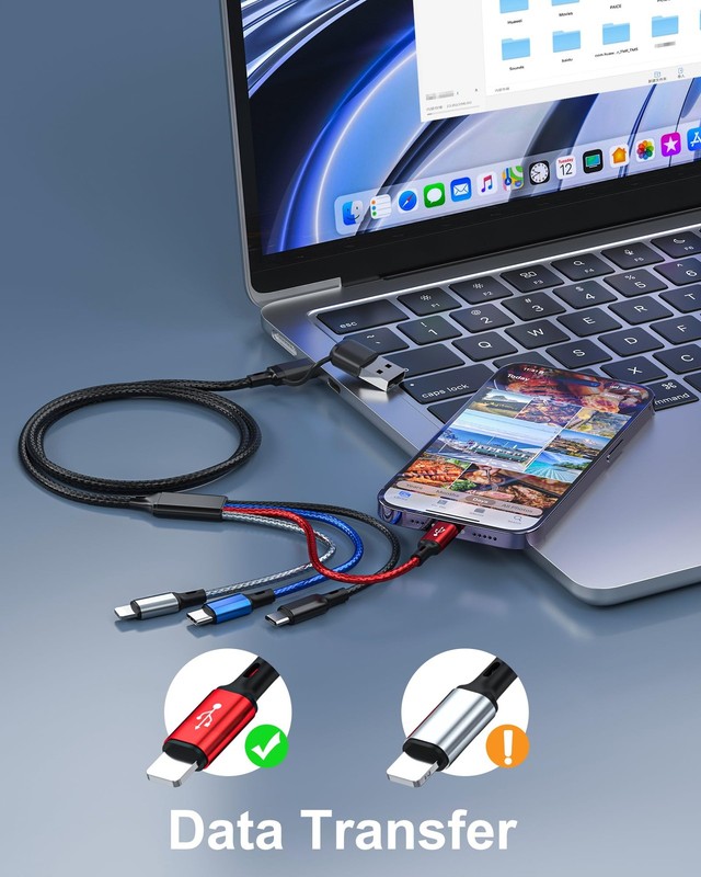 3-Pack 6-in-1 Multi Charging Cable, 6ft, 2.4A, USB-C, Micro USB, All Devices gallery