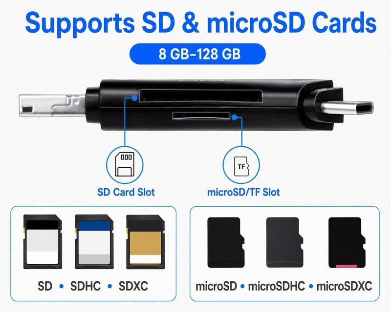 SD Card Reader USB Camera Adapter for iPhone 14 + Pro, Support Newest iOS 16 15+ gallery