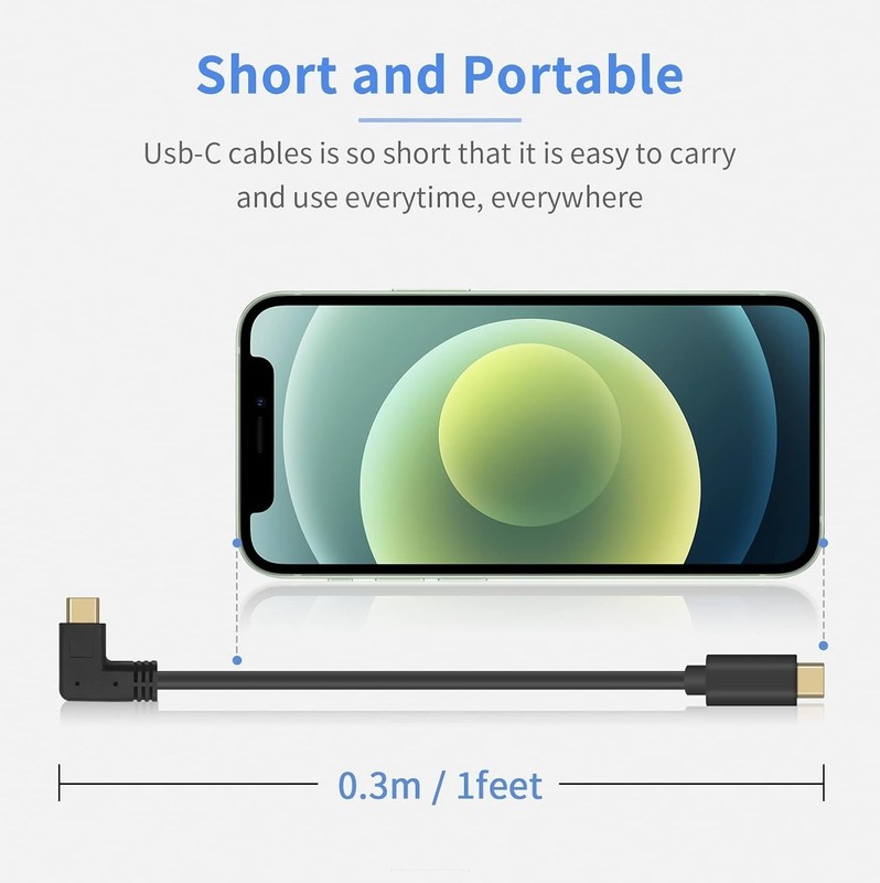 USB C to USB C Cable Short 1ft, USB 3.1 Right Angle 90 Degree Type C Cable, 6... gallery