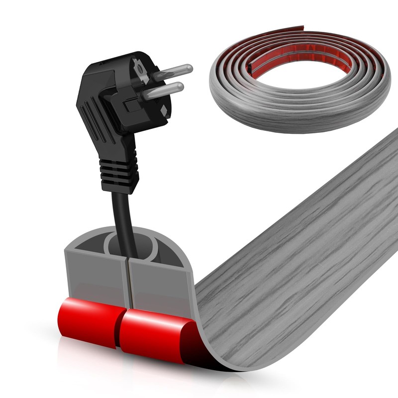 Floor Cord Cover Self Adhesive Hider,10FT Cable 1.18″ x 10′, Gray Wood