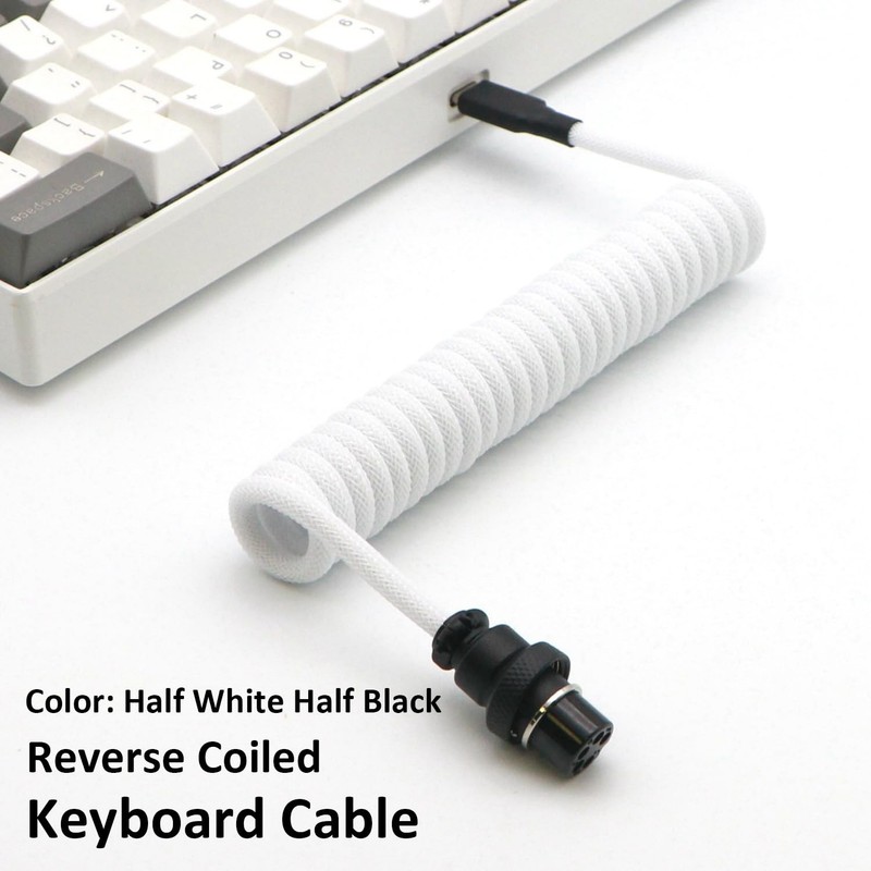 Reverse Coiled USB-C Keyboard Cable, Double-Sleeved Mechanical Keyboard Cable... gallery