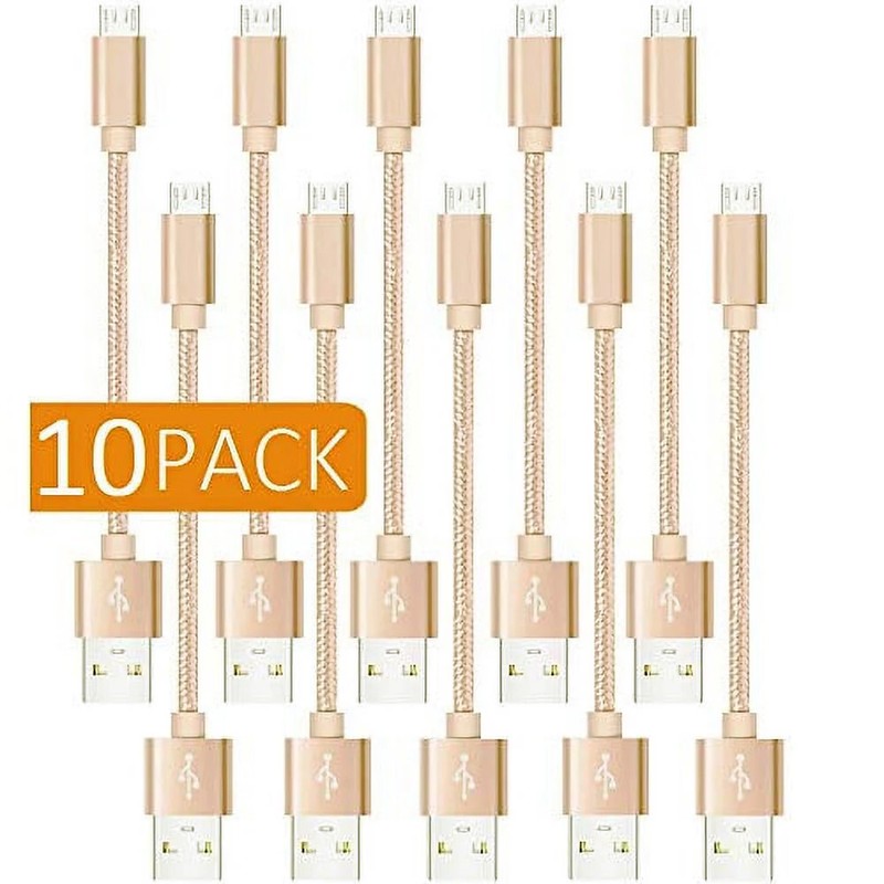 10x 20cm Short Braided Data Charging Micro USB Cable Cord for Android Phone Bulk