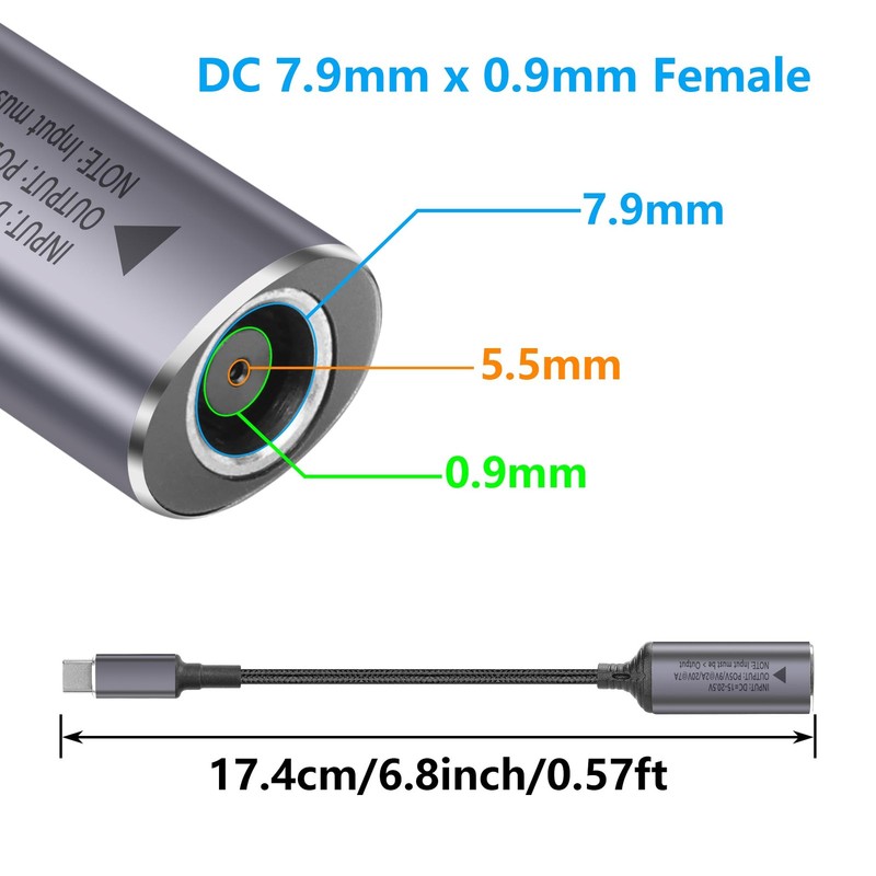 PD 140W DC5525 to USB C Cable DC 5.5mm x 2.5mm Female Input to Type C Male Po gallery