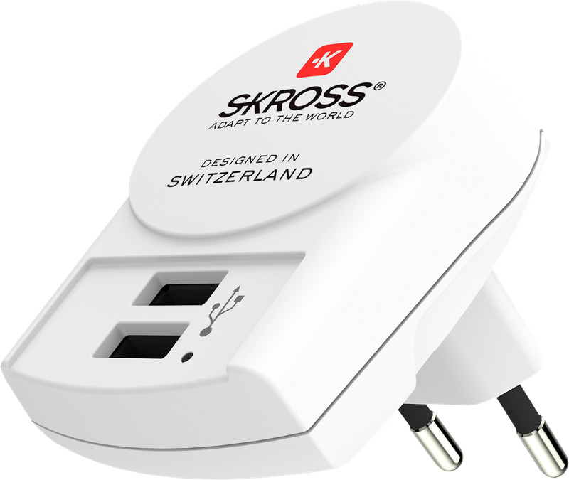Skross Euro USB Travel Charger 1.302421 Dual Port (2 X A) - White