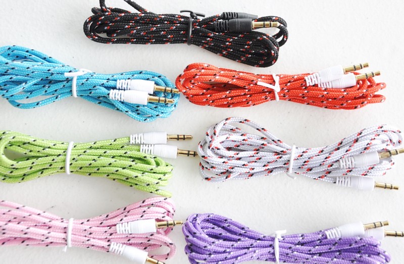 6FT LONG 3.5mm audio stereo aux braided cable FOR Apple iPhone 6 5S ipod Samsung gallery