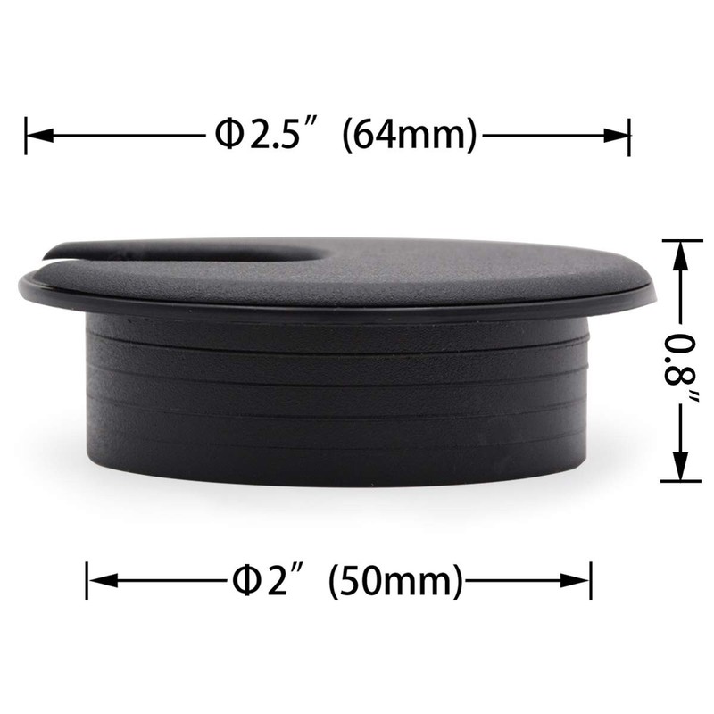 Famgee 12 Pack 2 Inch Black Desk Grommet Kit Wire Cable Hole Cover gallery