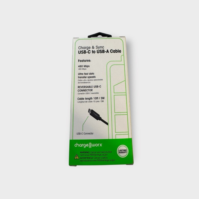 Chargeworx USB-C to USB-A Cable Fast Charging Sync Cord Data Cable gallery