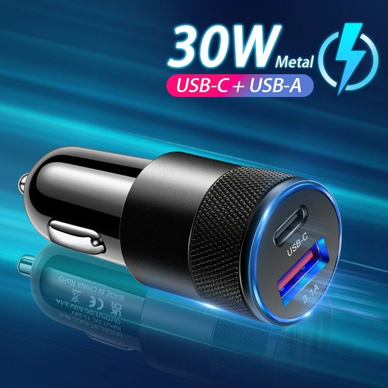 PD 30W USB-C Car Charger Block + 4in1 Cable For Samsung Galaxy S24/23/22/+/Ultra gallery