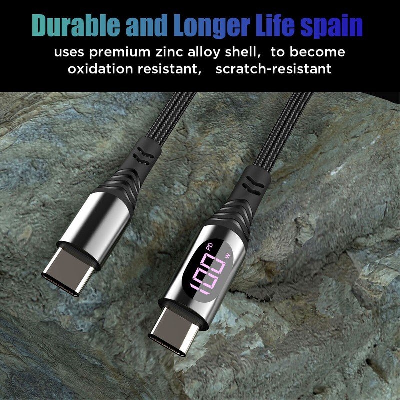 100W USB C to USB C Charger Cable Type-C Fast Charging Cord with LED Display gallery