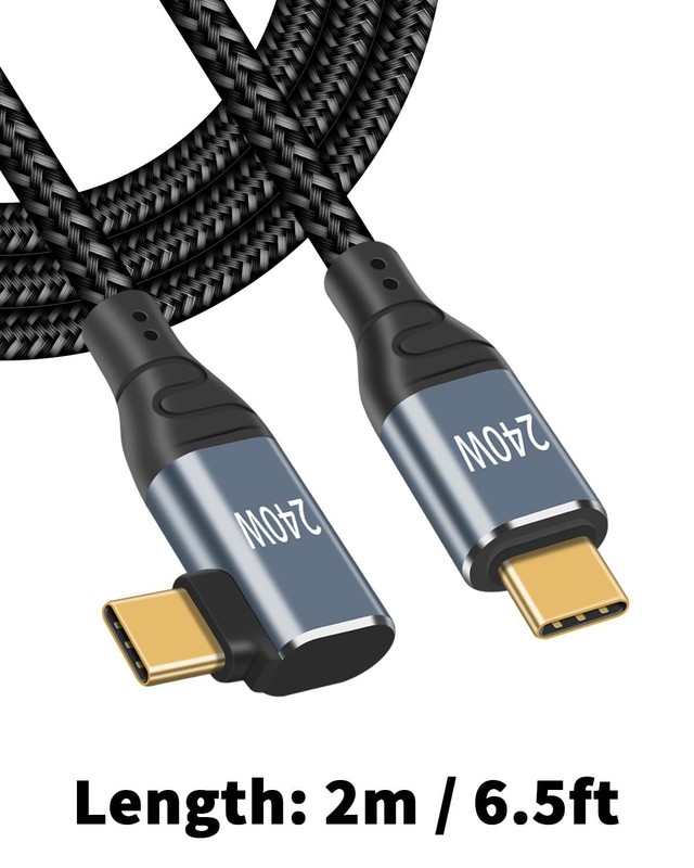 240W RightAngled High Speed USB Type C Cable 90 Degree 6.6ft Fast Charge gallery