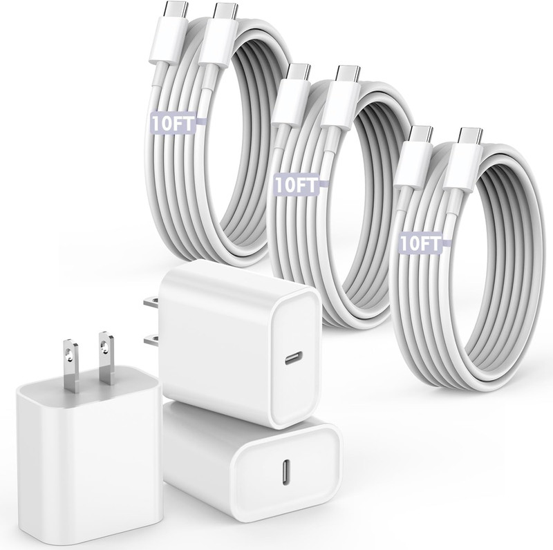 10FT Fast Charging Cord for Iphone 17 16E 15,3Pack Extra Long 10Foot USB C to Ty