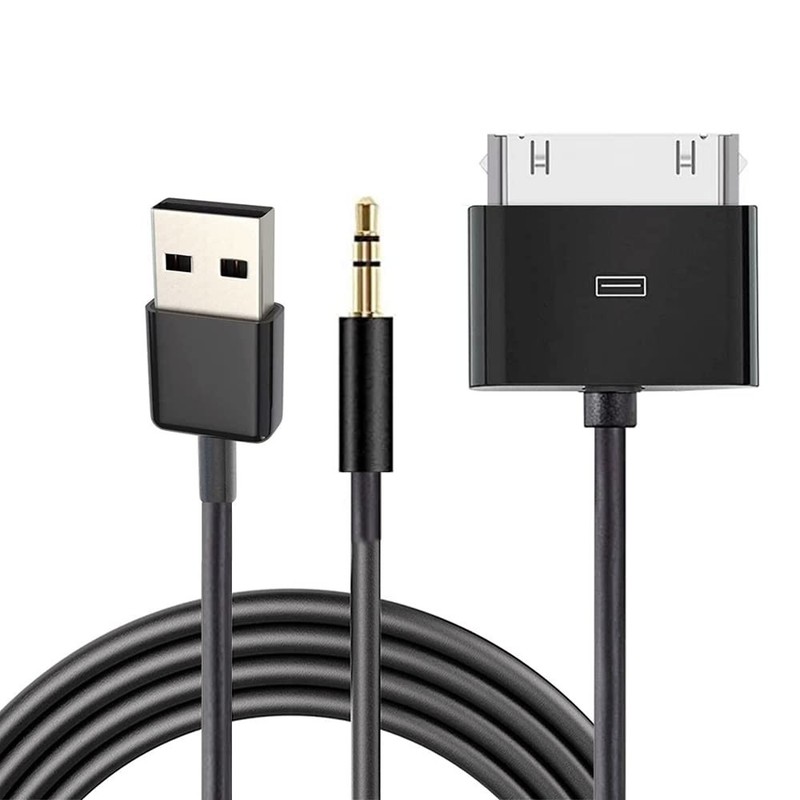 30 Pin to AUX USB Cable, 3.5mm Audio Charger & Data Sync for iPhone/iPod/Touch gallery