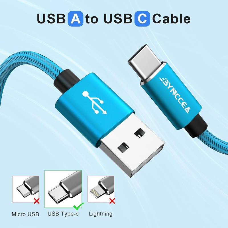 USB Cable C to USB A 10ft-5 Pack USB Type C Cable Fast Charging Nylon Braided... gallery