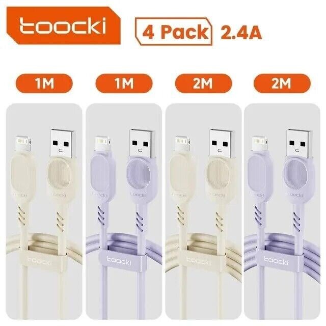 Toocki 4Pack 2.4A USB Cable For iPhone 14 13 12 11 Pro Max Mini Xs Xr X8 iPad Ma gallery