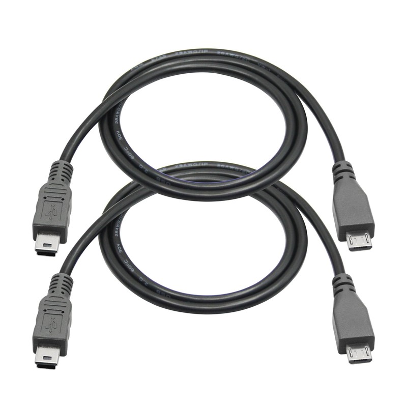 2 Pcs 0.5M Micro USB to Mini USB Charging Data Cable OTG MP3 Game Controller