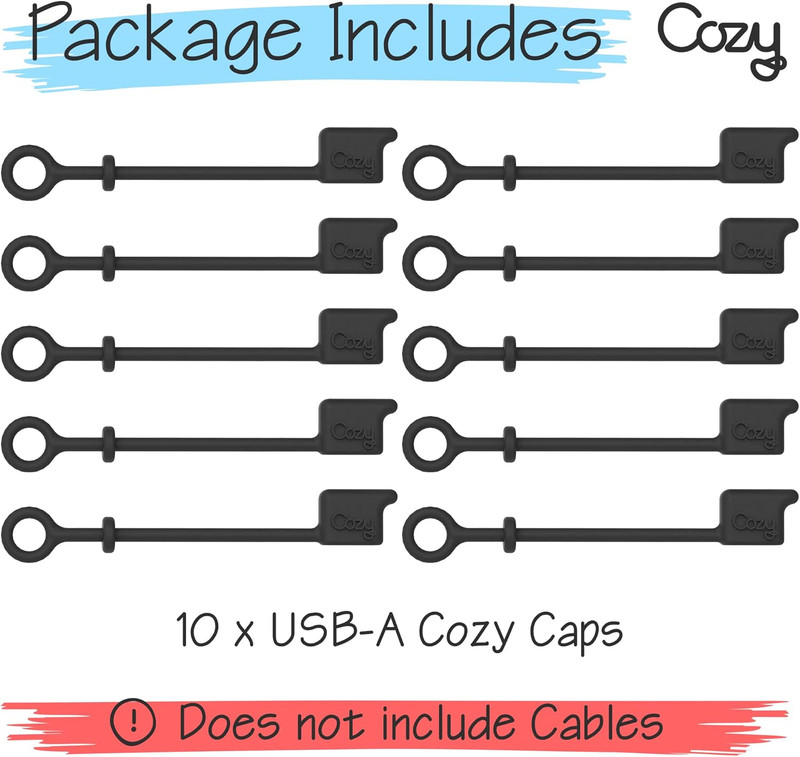 [10-Pack] USB Caps/Covers/Tether for USB a Cables with Dust Protection, Protect gallery