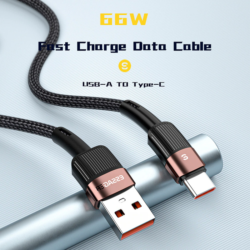 6A USB Type C Cable 66W Fast Charging Wire USB-C Charger