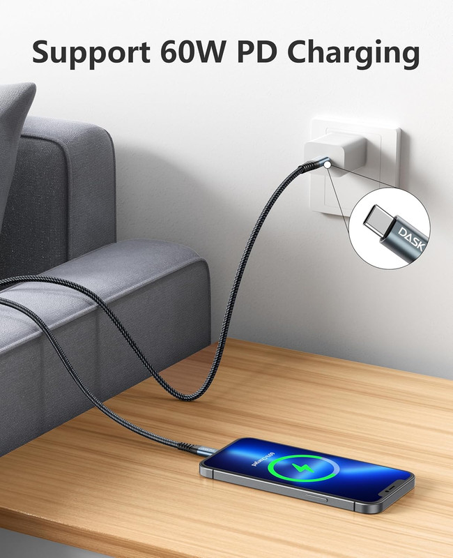 Iphone 17 USB C to USB C Fast Charging, 60W(3.1A) 2 Pack 3FT Charging Cord Type gallery