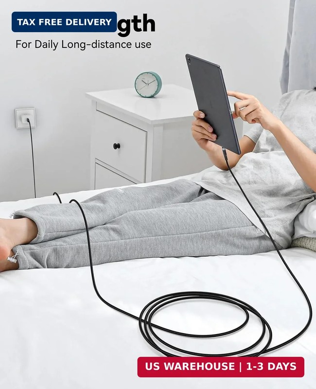 15ft USB C Cable Fast Charging 60W, Long USBC to USB-C Charge Cord 15 Foot Type gallery
