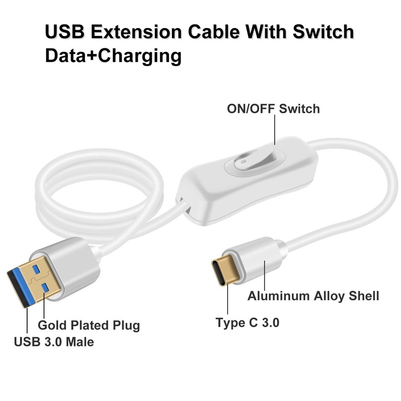 USB C Cable with Switch 5Gbps Type C Charging Cable with Switch Gold Plated P... gallery