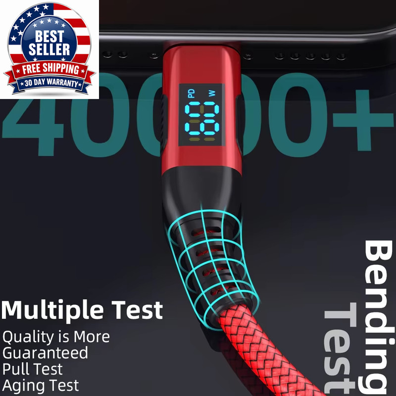 High Quality 1PC USB to Type C Cable 60W Fast Charging Charger Wire LED Display gallery