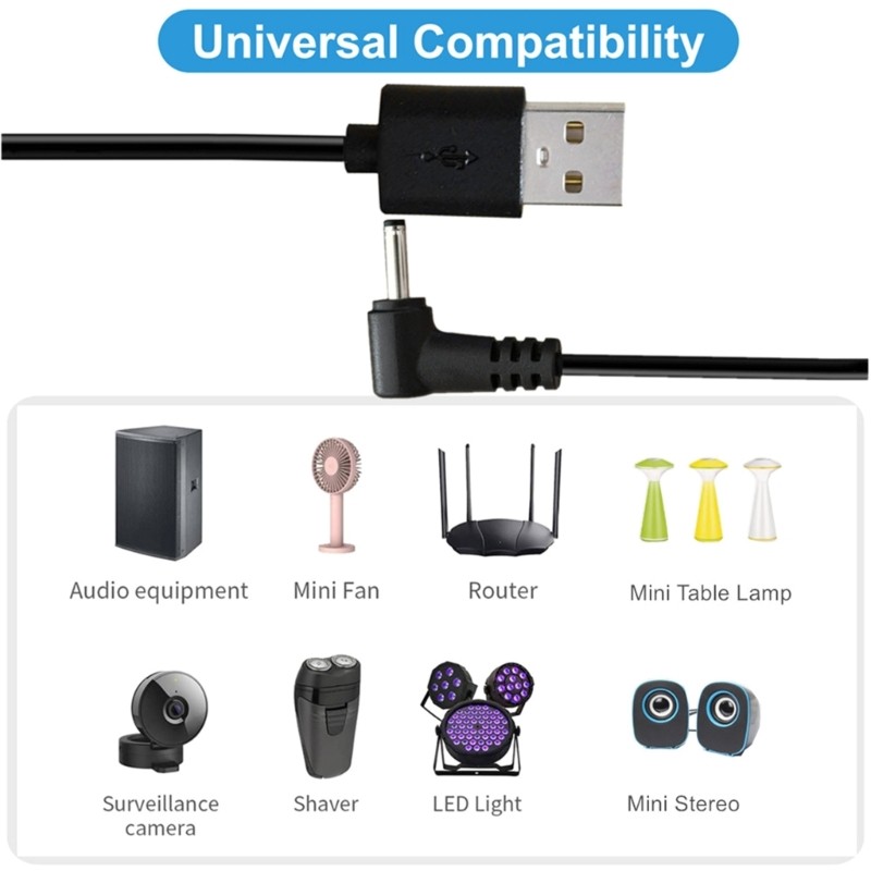 DC5V Power Cable,USB2.0 Male to DC3.5mmx1.35mm Male Power Cord for Router, LED gallery