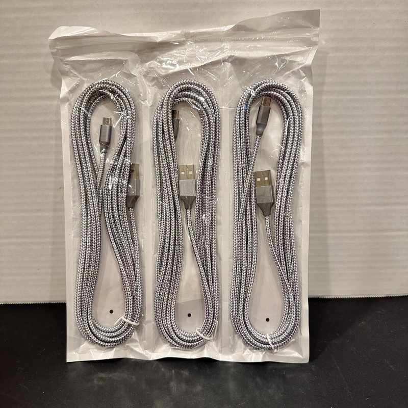 3 Pack 10ft Micro USB Cables – Braided Fast Charger Cord for Android Samsung