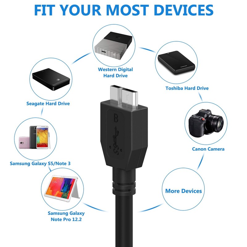 Micro USB 3.0 Cable, 10ft External Hard Drive Cable USB A to Micro B with Sam... gallery