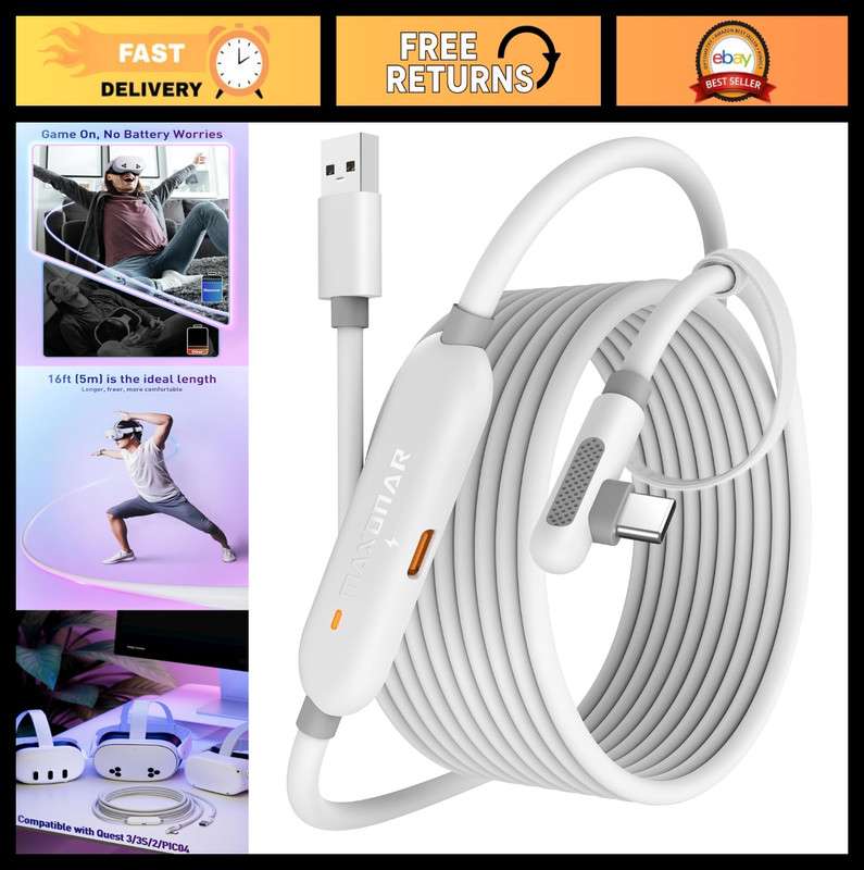 16FT USB 3.0 to USB C Cable – Fast 5Gbps Data Transfer, Next-Gen Chip, Great Gif
