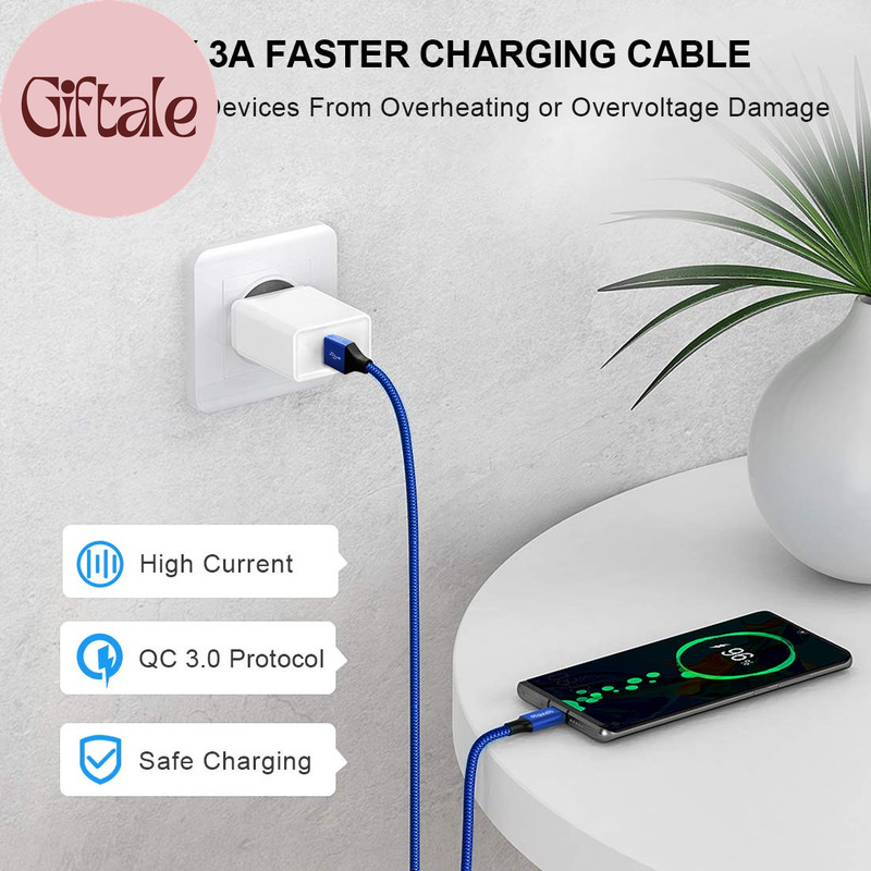 USB a to USB C Cable 5-Pack (3/3/6/6/10 Ft), Fast Charging Type C Charger Cord f gallery