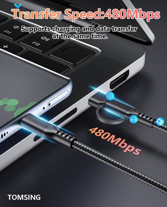 2-in-1 USB to USB 60W Fast Charging Cable USB to USB ，3Pack 9.8FT ， Braided C... gallery