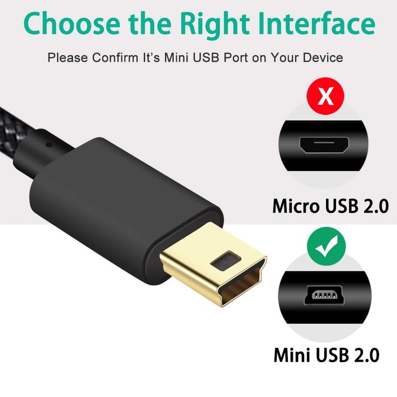 Mini USB Cable Braided 6ft Type A Male to Mini B Cable Data Charging Cord for... gallery