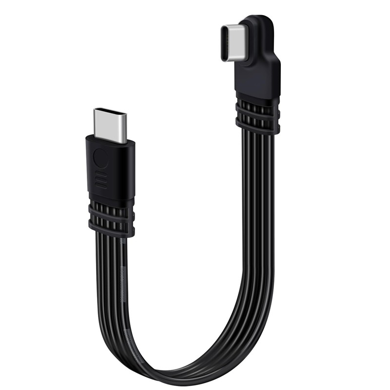 Flat USB C Cable 90 Degree Left Right Bent 100W 5A Data Charging 1.6 ft