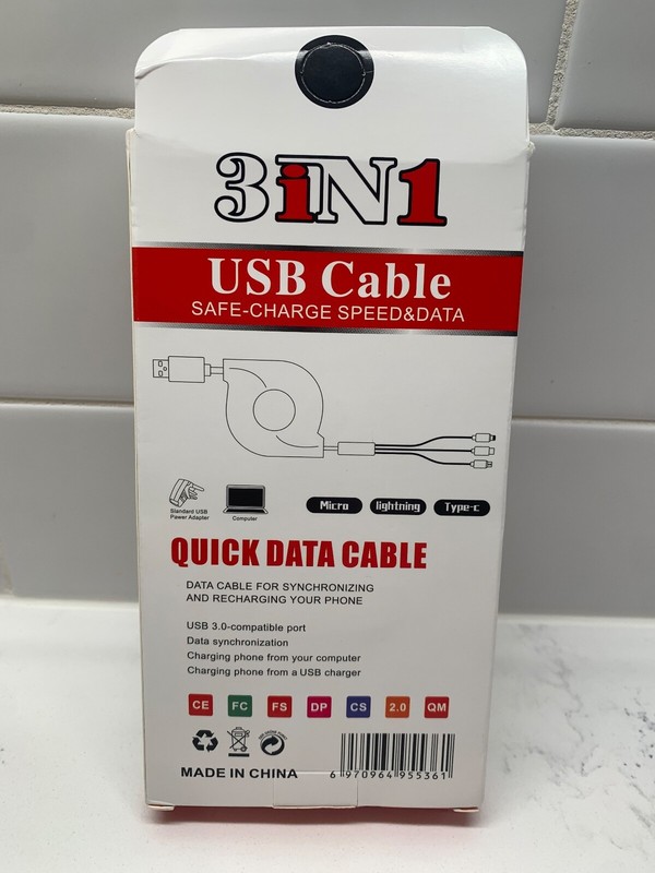 3-IN-1 Retractable Charging Cable Type C Micro USB 3.0 Data Sync gallery