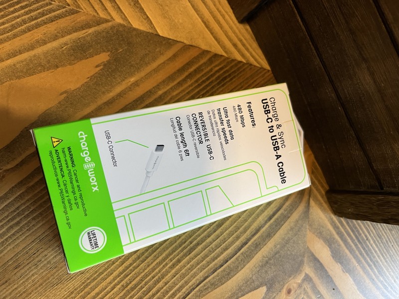 Charge Worx Charge & Sync USB-C to USB-A 480 Mbps 6 Ft Cable White NEW IN BOX gallery