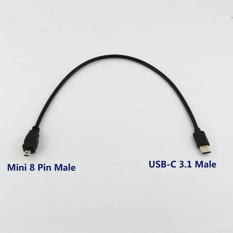30cm USB Type-C 3.1 Male to MINI 8 PIN Male USB 2.0 OTG Cable For Nikon Camera