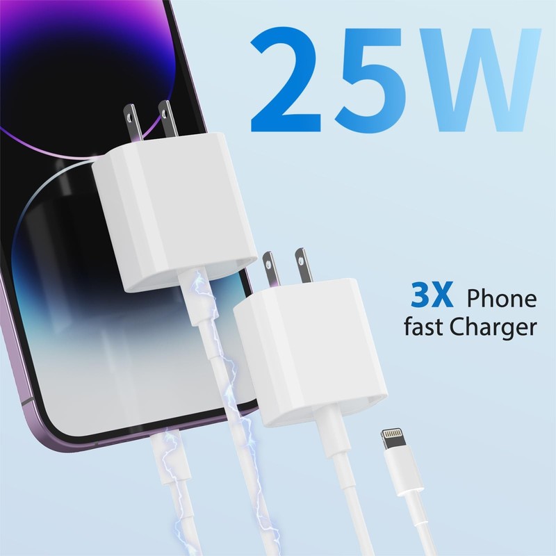 2 Pack 25W USB C Wall Charger Block Fast Adapter with 6ft Type C Cable Cord gallery