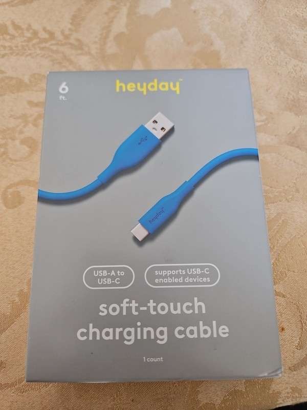 Heyday 6 Ft. USB-A To USB-C Soft Touch Charging Cable Turquoise New Sealed Box