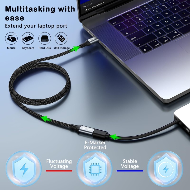 ® USB Extension Cable 10ft, 20Gbps/4K60Hz, Video Heavy Duty USB3.2 Gen2 Exten... gallery
