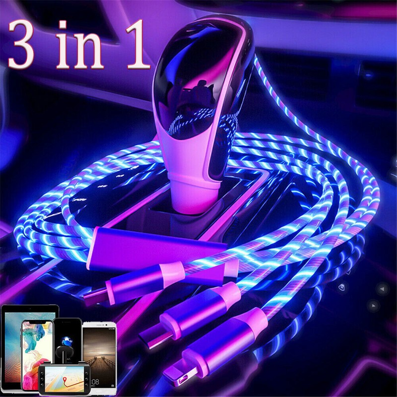 3 in 1 LED Charging Cable Universal Multi Function Cell Phone Charger Cord New gallery