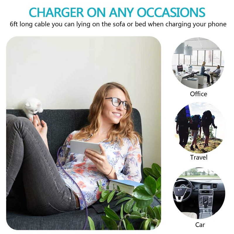 4Pack/6FT Phone Charger Type C Android Fast Charging Cord for Samsung Galaxy ... gallery