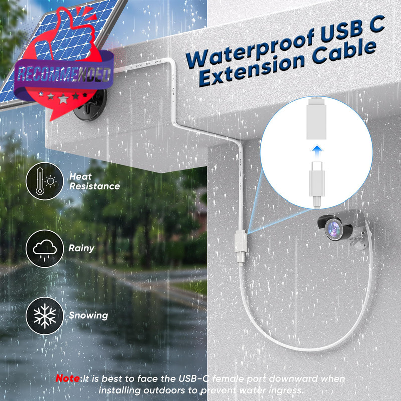 Usb C Extension Cable 10ft For Ring Solar Panel & Camera, 45w Charging gallery